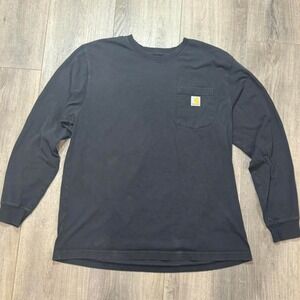 Carhartt mens L black long sleeve with pocket logo